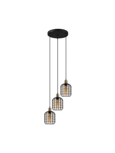 EGLO Pendelleuchte Chisle: 3-flammige Hängelampe aus Metall in Schwarz mit Amber-Glas - Moderne Pendelleuchte für Ess- und Wohnzimmer, beeindruckt mit faszinierendem Lichtspiel durch bedampfte Glas-Zylinder. E27 Fassung, individuell dimmbar, ideal für stilvolle Akzente.