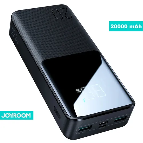Joyroom Powerbank 22.5W 20000mAh PD QC3.0 AFC - Schwarz - Powerbanks: 20000mAh Kapazität für lange Reisen, schnelles Laden mit PD 22.5W und QC3.0, elegantes Design für stilbewusste Nutzer.