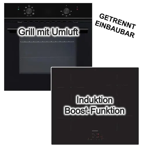 Herdset Wolkenstein Einbaubackofen ECO Funktion + Siemens Induktionskochfeld 60 cm