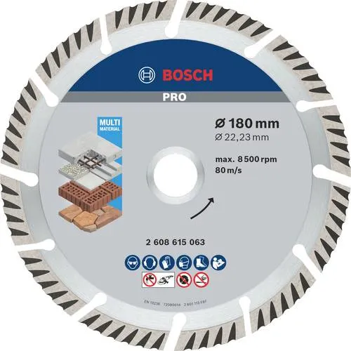 Bosch Diamanttrennscheibe Standard for Universal, 180 mm - Zubehör für Elektrowerkzeug, optimierte Diamantmatrix für zuverlässiges Schneiden von Beton und Mauerwerk, hergestellt im Bosch Kompetenzzentrum in der Schweiz.