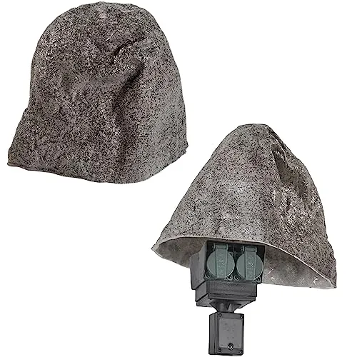 GARTENDEK Findlinge Steine für Garten, Kunststein, Abdeckstein - Steinabdeckung für Trafohaus, Schachtabdeckung, Filterabdeckung - Hohler Kunstfelsen, Felsen Groß und Belastbar Ø 45cm S-03 Grau