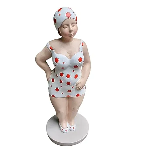 Aspinaworld Gartenfigur - Mollige stehende Badenixe Figur 20 cm - Gartenfiguren - Stilvolle und wetterfeste Deko für Garten, Balkon oder Terrasse, sorgt für einen humorvollen Akzent und sommerliches Flair.