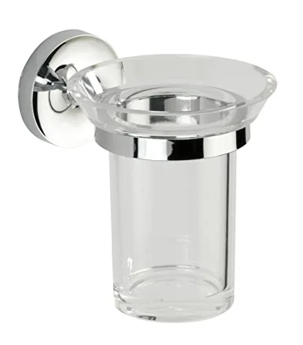 WENKO Power-Loc Zahnputzbecher Arcole, aus Acryl, Befestigung ohne Bohren, 10x12x12.5 cm