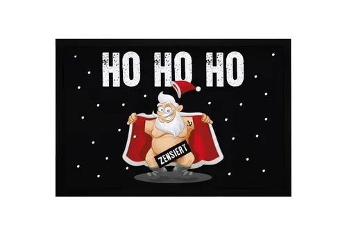 MoonWorks Fußmatte Fußmatte Weihnachten lustig Weihnachtsmann zensiert Bedruckt, rechteckig