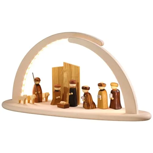Seiffener Volkskunst eG LED Schwibbogen Christi Geburt - Schwibbogen für Indoor mit warmweißer LED-Beleuchtung, ideal für festliche Dekoration und stimmungsvolles Ambiente.