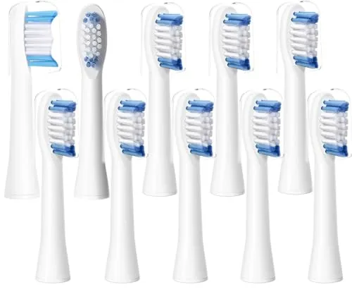 10er Ersatzbürsten Passend für Oral-bPulsonic Aufsteckbürsten Bürstenköpfe Ersatzbürstenkopf,weiß (nicht kompatibel mit Slim Clean 2000)