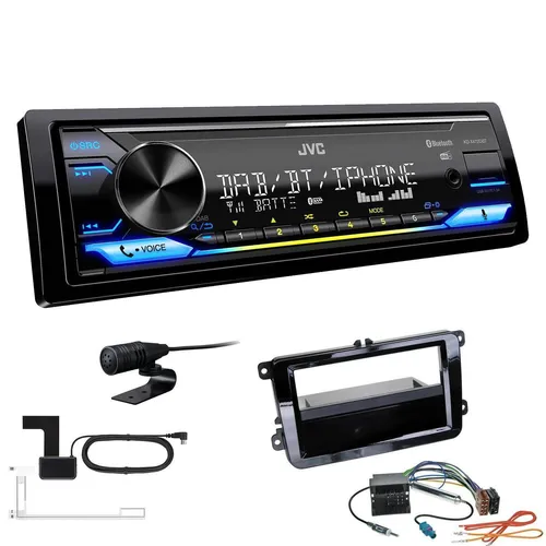 JVC DAB+ Bluetooth inkl. Antenne Autoradio für Volkswagen VW Amarok piano black