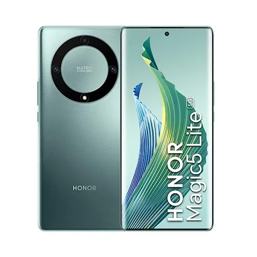 Honor Magic 5 Lite 5G - 128GB/6GB RAM - Emerald Green - Simlockfreies Handy mit 120 Hz AMOLED-Display und 64 MP Dreifach-Kamera. Schlankes Design mit 5100 mAh Akku für lange Nutzung und schnelle Ladezeiten.
