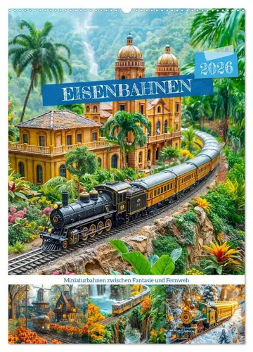 Anja Frost | Eisenbahnen - Miniaturbahnen zwischen Fantasie und Fernweh - Kalender 2025 mit 14 traumhaften Miniaturreisen für Eisenbahnfans, ideal für Liebhaber von Naturwissenschaften und Technik.