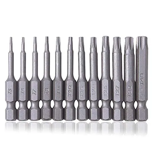 Saipor 12 Stück Torx Bits Schraubendreher Set T5-T40 Magnetisch S2 Stahl 1/4 Zoll Sechskant Schaft (50mm Lang)