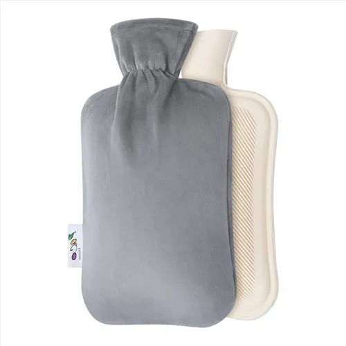 Paco Home Wärmflasche Bezug Fleece Wärmflasche Groß 2 L Bettflasche Strickbezug Wärmeflasche Kinder Erwachsene Weich, Farbe:Beige 1, Größe:2 Liter
