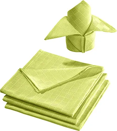 Erwin Müller Stoff-Serviette 4er- Pack, Jacquard Karo, Paderborn grün Größe 50x50 cm - fleckabweisend, schmutzunempfindlich und leicht zu reinigen