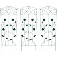 vidaXL Gartenzaun 3er Set Grün 110,5 x 42,5 cm - Moderner Gartenzaun aus robustem Stahl, wetterbeständig und ideal für Pflanzen. Verleiht deinem Außenbereich einen eleganten Look und ist einfach zu pflegen.