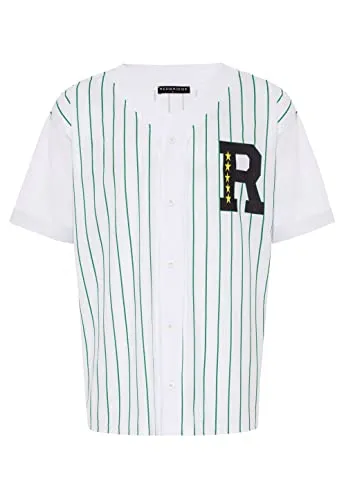 Baseballshirt Trikot gestreift T-Shirt Hemd Weiß-Grün XL