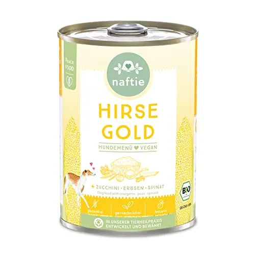 naftie veganes Hundefutter Bio Hirse Gold - Nassfutter Menü mit Erbsen - purinarm - Diät-Futter - 400g
