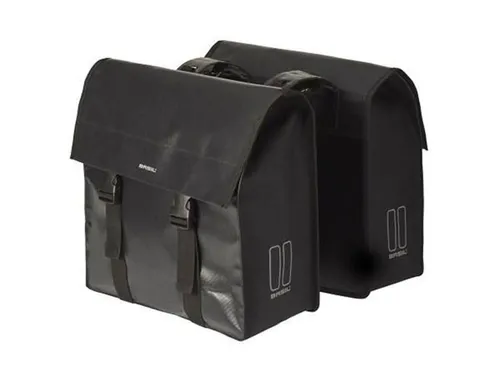 Basil Unisex Urban Load DB Satteltaschen – 48-53 L, schwarz - Fahrradtaschen mit wasserabweisendem Material und Reflexionsdetails für bessere Sichtbarkeit. Ideal für alle gängigen Rack-Systeme und flexibel in der Größe.