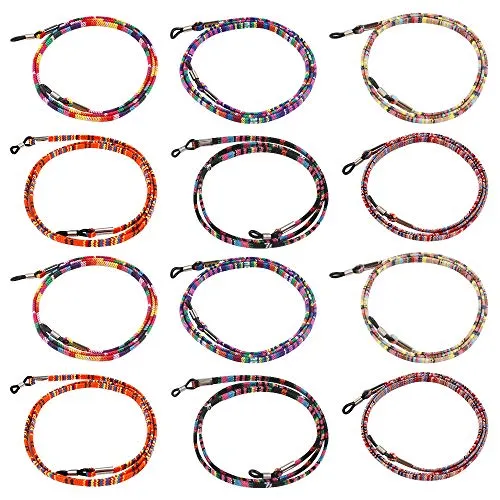 Dadabig 12 Stück Brillenband, Premium Brillenbänder Bunte Brillenkordel Brillenschnur Brillenhalter Baumwollseil Schutzbrillen Brillenkette für Sportbrillen, Sonnenbrillen, Lesebrillen
