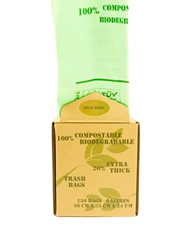 Coraz Home - Extra starke Müllbeutel, kompostierbare, biologisch abbaubare Müllbeutel, 6 l/10 l/30 l, pflanzliche Lebensmittelabfallbeutel mit EN13432-Zertifikat für die Haushaltsküche in Kraftbox