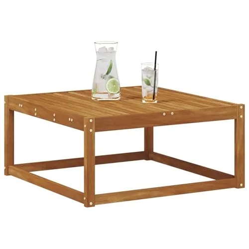 vidaXL Tisch für Outdoor aus massivem Akazienholz 79 x 79 x 37 cm - Dieser wetterfeste Tisch aus solidem Akazienholz bringt modernen Charme in deinen Garten und eignet sich ideal für verschiedene Außenbereiche. Pflegeleicht und langlebig, ist er perfekt für gesellige Stunden im Freien.