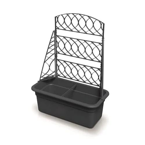 Kreher® XL Rankgitter, Spalier mit Pflanzkasten aus robustem Kunststoff in Anthrazit. Maße BxTxH in cm: 58 x 28,8 x 80 cm. Top für Garten, Terrasse und Balkon! (1)