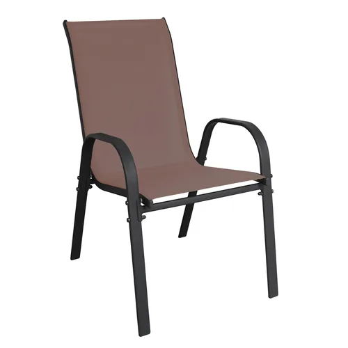 Stapelstuhl Stapelsessel aus Metall - Anthrazit-Braun - Stapelstuhl aus Metall, robust und platzsparend dank stapelbarem Design, ideal für Garten, Balkon oder Veranstaltungen.