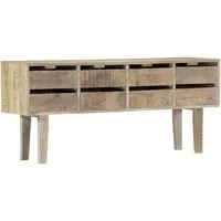 Mangoholz Massiv Sideboard - Handgefertigte Kommode für Ihr Wohnzimmer - Kommoden aus massivem Mangoholz, mit 8 Schubladen und retro Stil, ideal für zusätzlichen Stauraum im Wohnzimmer.