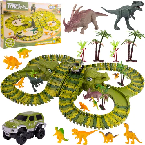 Malplay Mega Dinosaur 230 Teile Autostrecke Dino Magic Park Track elektrisches Auto Jeep Jurassic Rennstrecke Kinder ab 3 Jahren