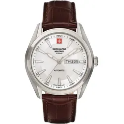 Swiss Alpine Military Herrenuhr mit Lederband - Armbanduhr für Herren mit ETA 2836-2 Automatik, Saphirglas und 10 ATM wasserdicht. Stilvolles Design mit Lederband und präzisem Uhrwerk – ideal für den Alltag und besondere Anlässe.