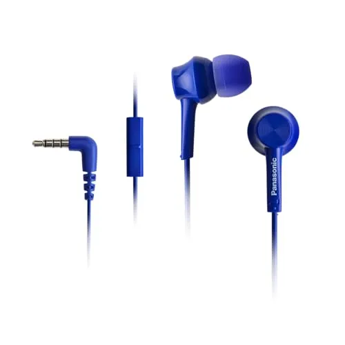 Panasonic RP-TCM115E-A In-Ear Kopfhörer - Headset für Mobiletelefonie, wechselbare Pass-Stücke (S/M/L), Blau