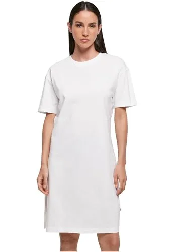 Build Your Brand Damen Kleid Ladies Organic Oversized Slit Tee Dress, Farbe White, Größe L