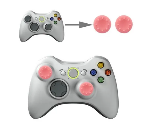 wortek Thumb Grips Controller Aufsätze, 2er Set Gaming-Controller (2er Set, genoppte Silikonkappen Grip Cap Joystick Schutz Aufsatz Silikon Kappen)