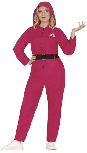 Fiestas Guirca Rotes Gamer Kostüm Damen - Kostüm-Outfits für Erwachsene, auffälliger roter Overall mit Kapuze, ideal für Fasching, Karneval oder Halloween, aus sicherem Polyester gefertigt.