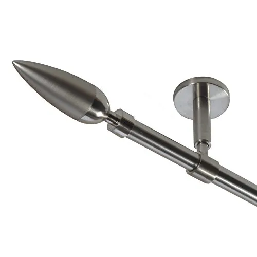BASIT Gardinenstange Deckenmontage 1 läufig 360 cm lang Edelstahl Look Set Metall I 1-läufige Vorhangstange Deckenmontage Ø16mm I 120-600cm wählbar D11