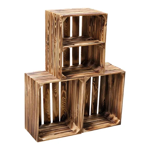 3er Set Holzkisten Neu Geflammt