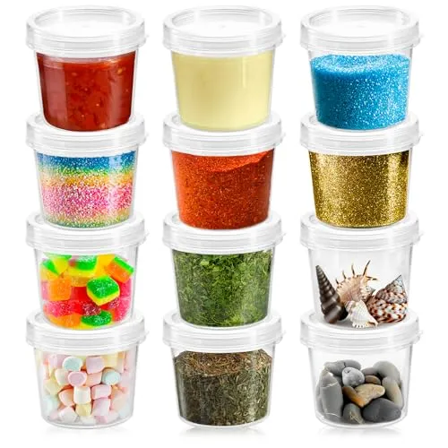 com-four® 12x Aufbewahrungsbehälter mit Deckel - Universal Döschen aus Kunststoff mit Verschluss - stapelbare Becher für Kosmetik, Creme, Lotion und Bastel-Materialien - je Leerdose 35ml (12 Stück)