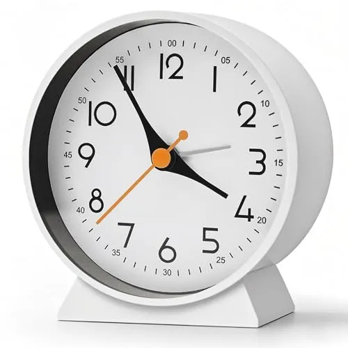 Azyh Analoger Wecker ohne Ticken, Kleine Retro Tischuhr, Tischuhr für Wohnzimmerdekoration, Schlafzimmer, Nachttisch Erwachsene, Senioren, Kinder, Reisewecker, Batteriebetrieben