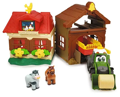 Dickie Toys 203818000 Happy Farm House, Abenteuer auf dem Bauernhof, Set für Kinder ab 1 Jahr, Traktor, mit Tieren, Licht & Sound