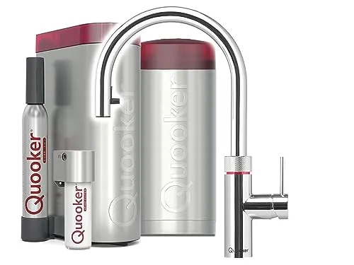 Quooker COMBI+ & CUBE | Flex CHR (verchromt glänzend) - Armaturen für nachhaltig gekühltes sprudelndes und stilles Wasser – platzsparend, energiesparend und sorgt für gutes Trinkwasser.