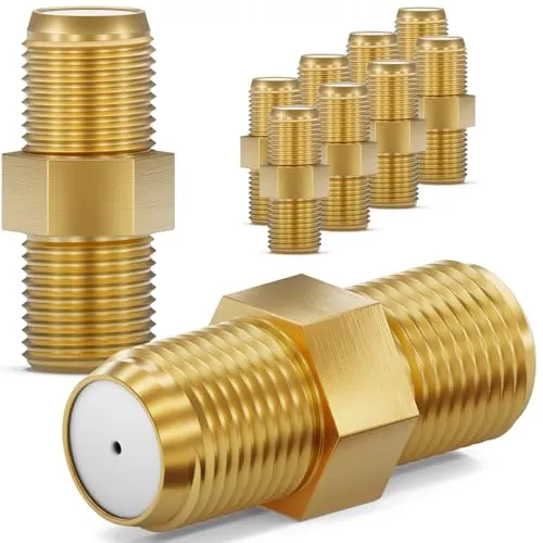 HB-DIGITAL 10x Profi SAT Koaxialkabel Adapter Verbinder F-Kupplung F-stecker Für Fernsehkabel Antennenkabel Satelliten Kabel 2X F-Buchse Breite - Vergoldet