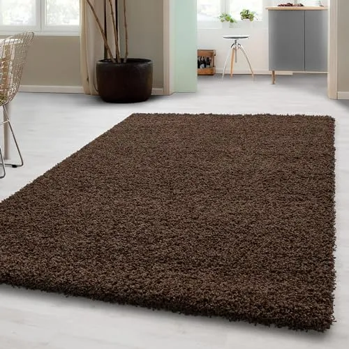 Carpetsale24 Shaggy Hochflor Teppich Wohnzimmer 160x230 cm Braun - Moderner, Flauschiger Langflor Teppich – Weicher Carpet für Schlafzimmer, Esszimmer & als stilvoller Küchenteppich