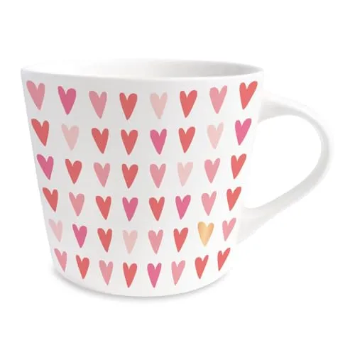 Grafik-Werkstatt Kaffee-Tasse mit 100% Echtgold | Porzellan Tasse | 420 ml | Herzen, Weiß-schwarz