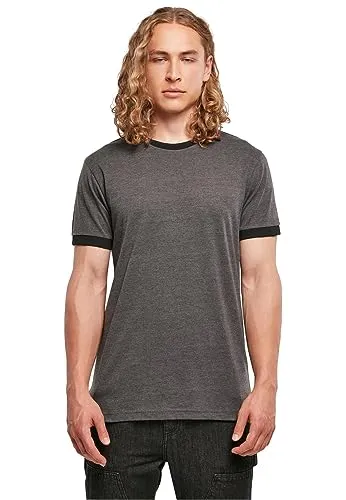 Build Your Brand Herren T-Shirt Ringer Tee Charcoal/Black 4XL