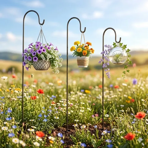 Denk Gartenstecker 3er Set Laternenstab - Stimmungsvolle Gartendeko mit 3 Laternenstäben, Höhe 112 cm, ideal zur Verschönerung von Beeten und Wegen.