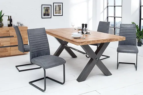 Riess-Ambiente Freischwinger APARTMENT grau/schwarz - Freischwinger im Industrial-Stil, mit bequemer Microfaserpolsterung und einem modernen Metallgestell, ideal für stilvolle Esszimmer.