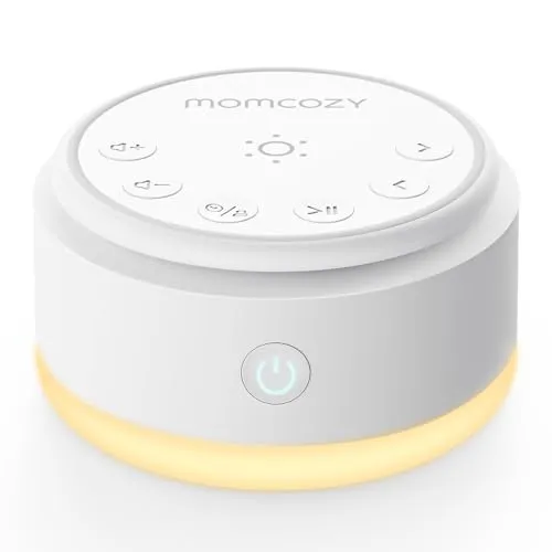 Momcozy Geräuschmaschine für Babys – 20 Beruhigende Geräusche und Touch-Licht, Tragbar Weißes Rauschen für Kinder und Erwachsene, Einschlaf-Timer und Erinnerung | Idealer Reisebegleiter (Gelb)