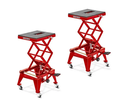 ConStands Motorradheber Enduro Crosslift XL – 2x Scherenheber mit Rollen - Praktisches Set mit 2 ConStands Motorradhebern für Enduro und Motocross. Individuell verstellbare Arbeitshöhe und gummierte Auflagefläche sorgen für sicheren Halt. Ideal für Garage und Werkstatt.