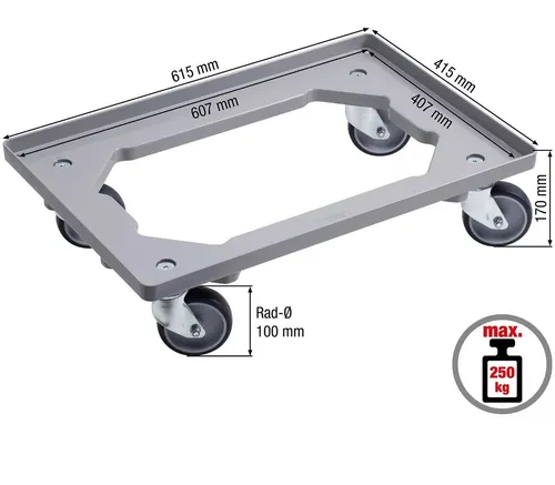 Werkzeyt Transportroller 615 x 415 mm in grau von Werkzeyt