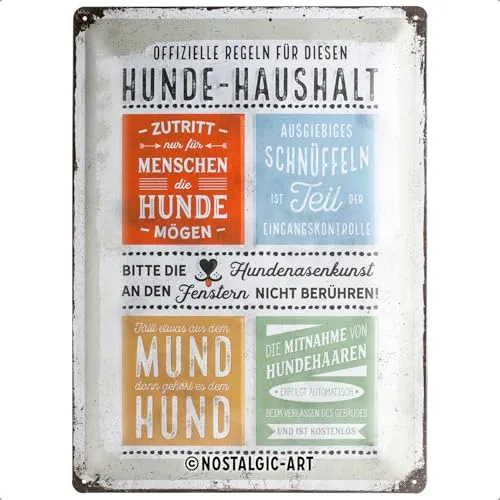 Nostalgic-Art Retro Garten Blechschild - Hunde-Haushalt 30x40cm - Vintage Metallschild für Hunde-Liebhaber, mit 3D-Effekt und gewölbtem Design. Ideal für Flur, Küche oder Garten - ein echter Hingucker!