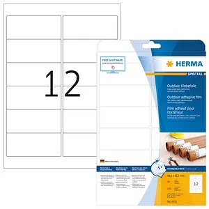 HERMA Folien-Kraftklebe-Etiketten 9533 weiß 99,1 x 42,3 mm, 10 Blatt
