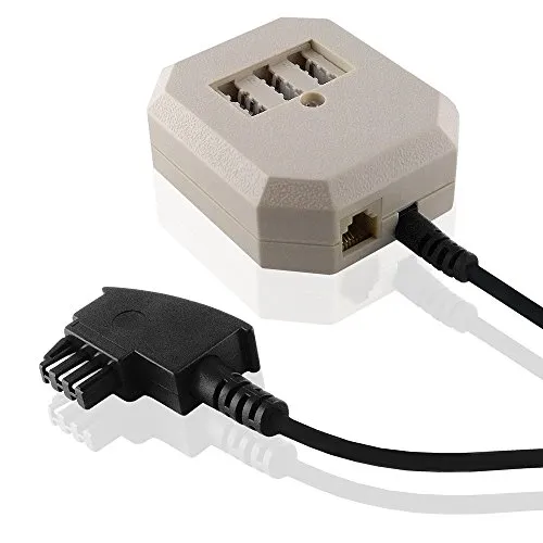 BestPlug 6 Meter Telefon Fax Kabel Adapter Verteiler Splitter Weiche| 1 TAE-F Stecker auf 1 TAE-N Buchse, 2 TAE-F Buchse und 1 RJ11 Buchse | Schwarz, Beige